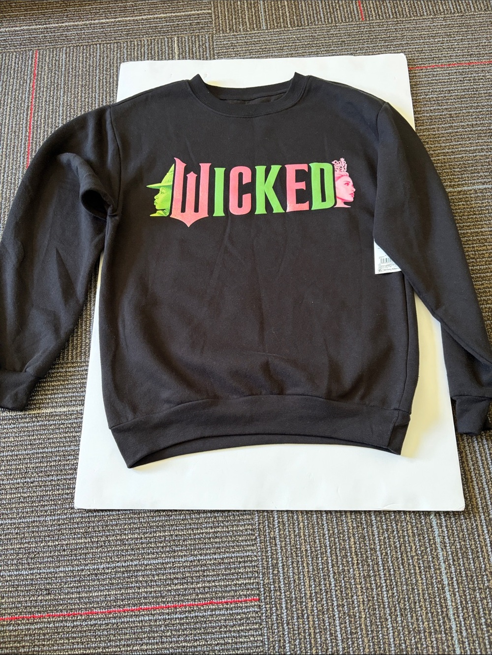 WICKED Logo Crewneck Sweatshirt - Black with Pink & Green Graphics